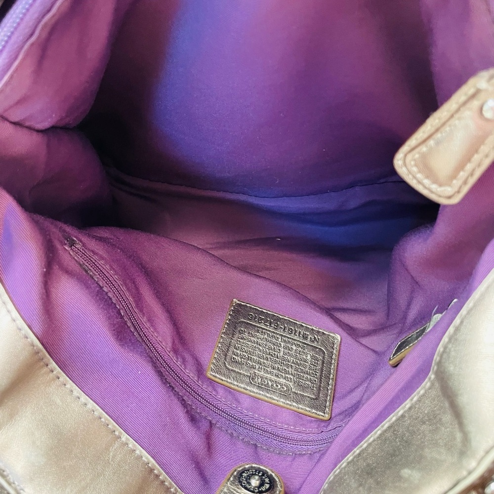 Coach SOHO Metallic Bronze Leather Shoulder Bag F17216 – Classic Tote Handbag - Picture 16 of 16